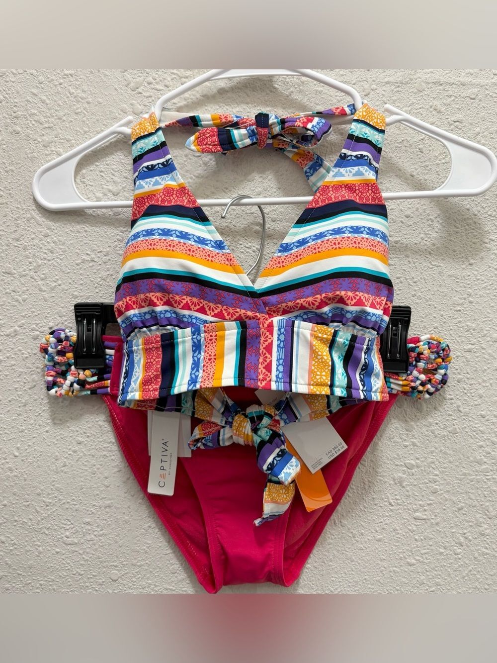 Captiva by Christina Red Multi Halter Neck Bikini Set NWT M